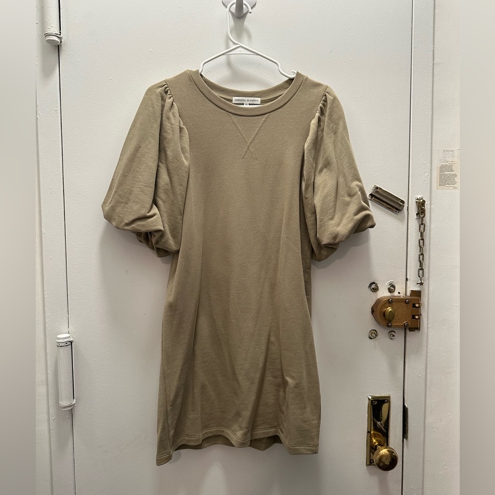 Rebecca Minkoff Mini Sweatshirt material dress with puff sleeves